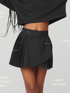 Alo Yoga Women’s Black Aces Tennis Skirt Skort Size Small NEW With Tags